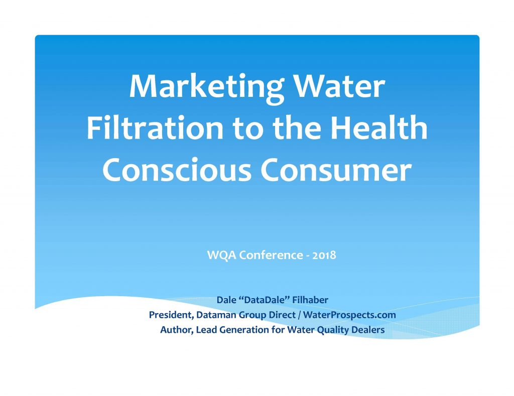 marketing water filtration to the health conscious consumer